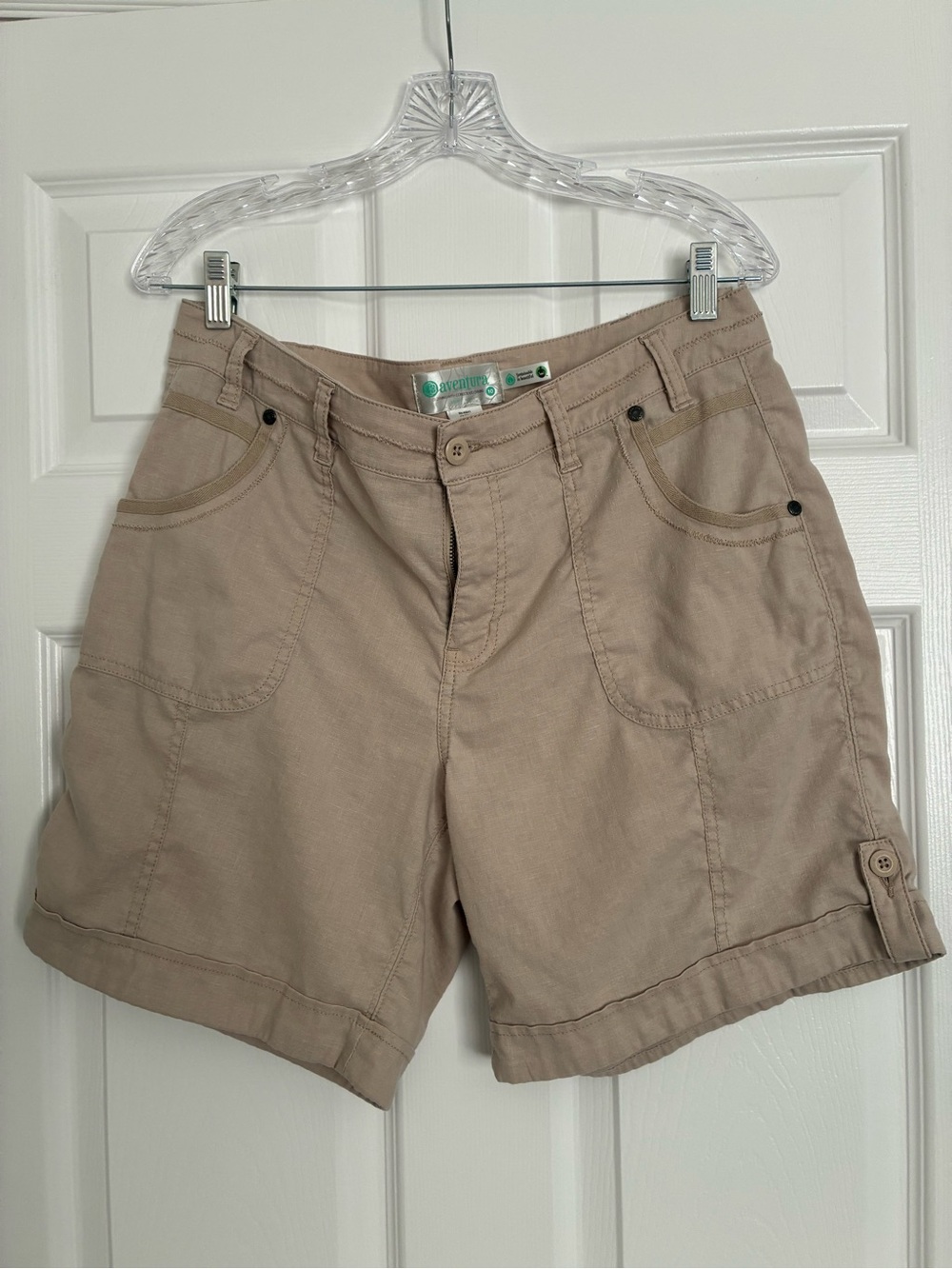 Aventura Women's Tan Roll-Cuff Utility Shorts